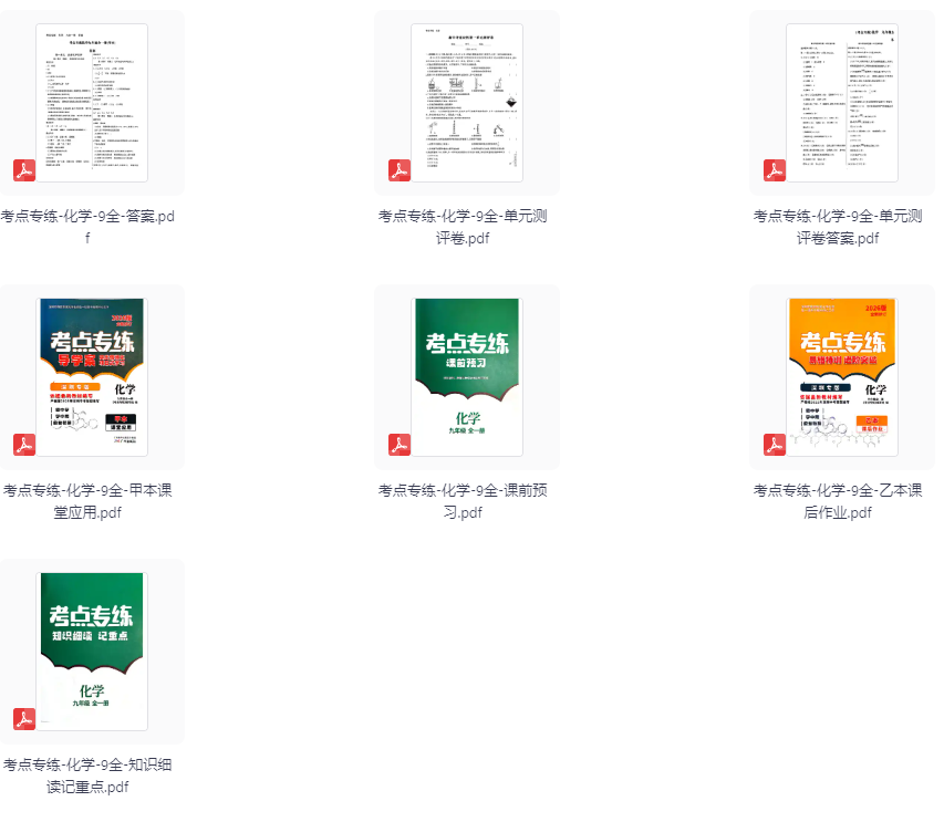 2026版初中【初中考点专练】九年级全一册（化学）（深圳专版）