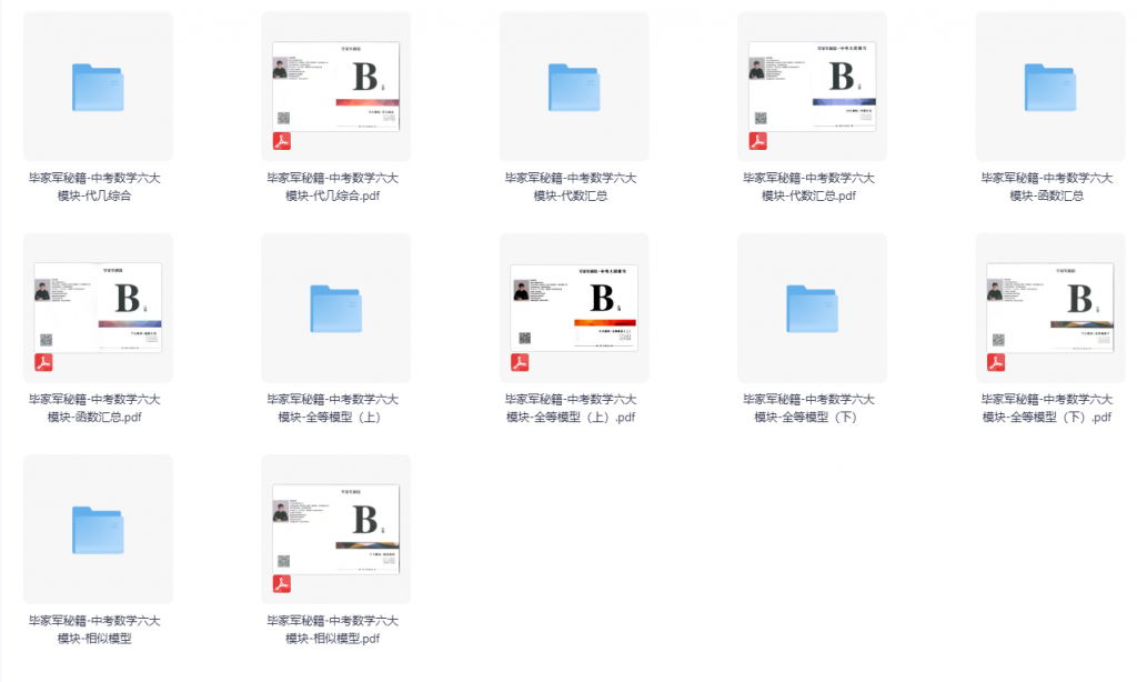 毕家军秘籍-中考数学六大模块（视频+讲义）合集