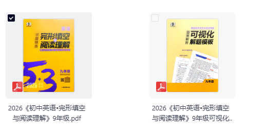 26版53初中英语《完形填空与阅读理解》+可视化解题模板 9上