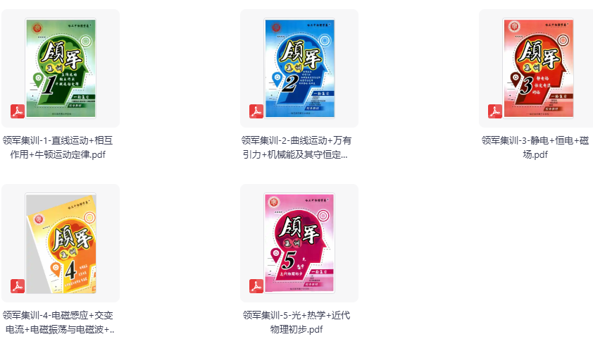 《哈三中物理学案》领军集训全套5本高清电子版合集