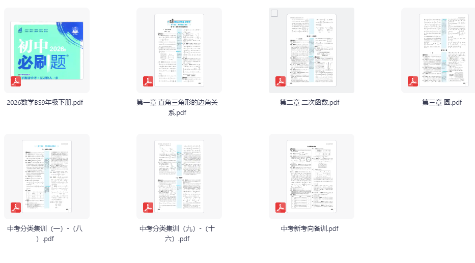 2026版初中《必刷题》9年级下册系列合集