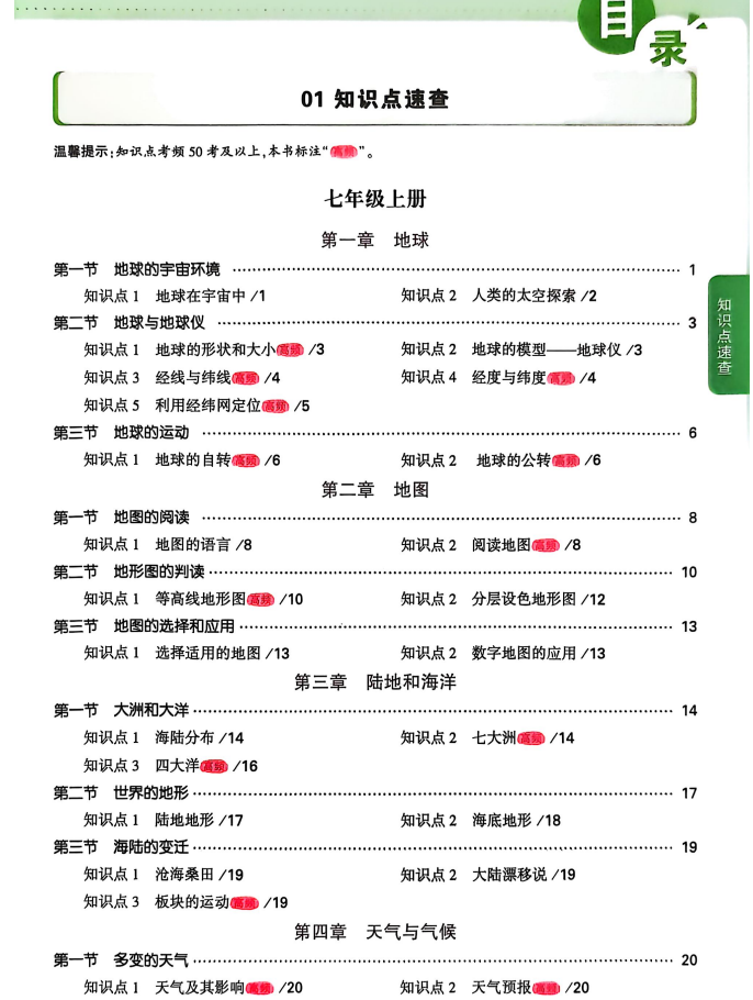 2026版初中【万唯知识速查+考点预测】地理+生物