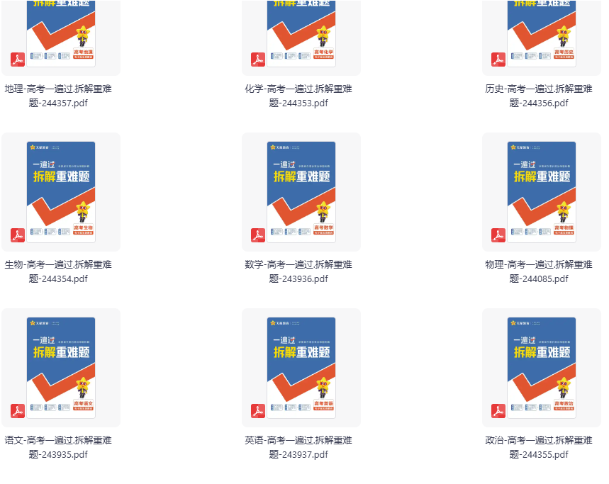 2026版高中全科《一遍过•拆解重难题》