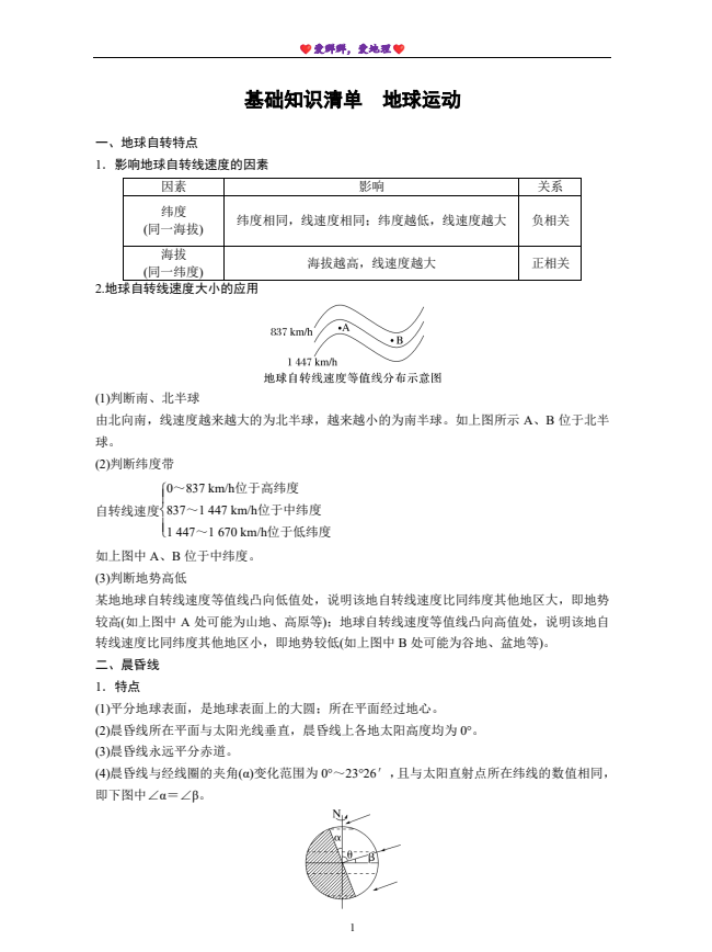 2026版高中地理【必备基础知识】自然地理（适用于基础薄弱的同学）