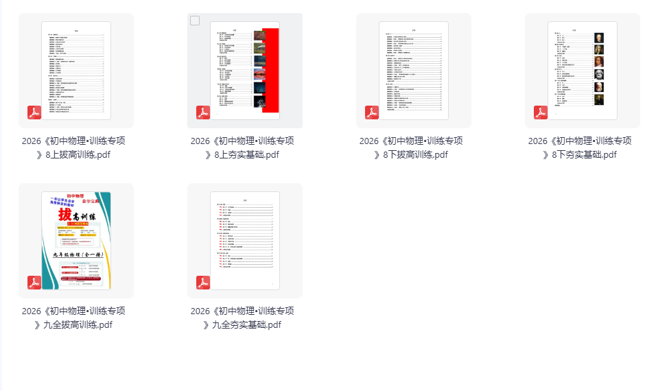 初中物理搞定这套资料就够：2026版《训练专项》夯实基础+拔高训练