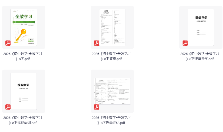 2026版初中《全效学习》8年级下册（数学）（人教版）