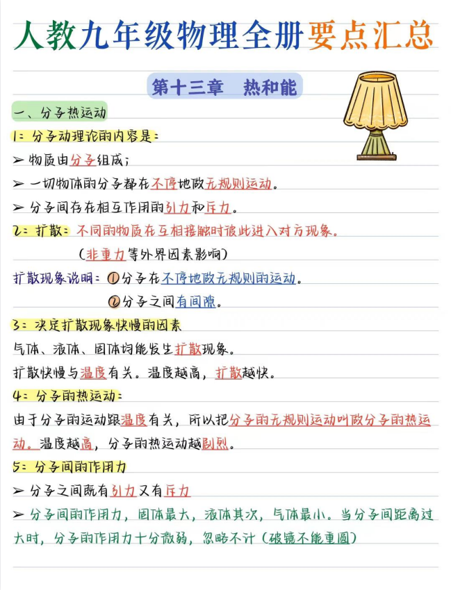 【暑假预习必备】2026版初中《核心笔记》物理、化学9年级全册（人教）