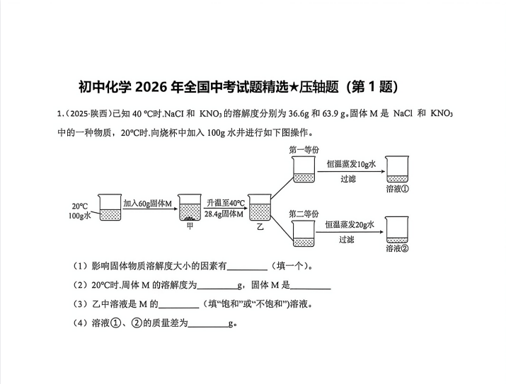 2026中考压轴题每日一题汇编（数学物理化学）