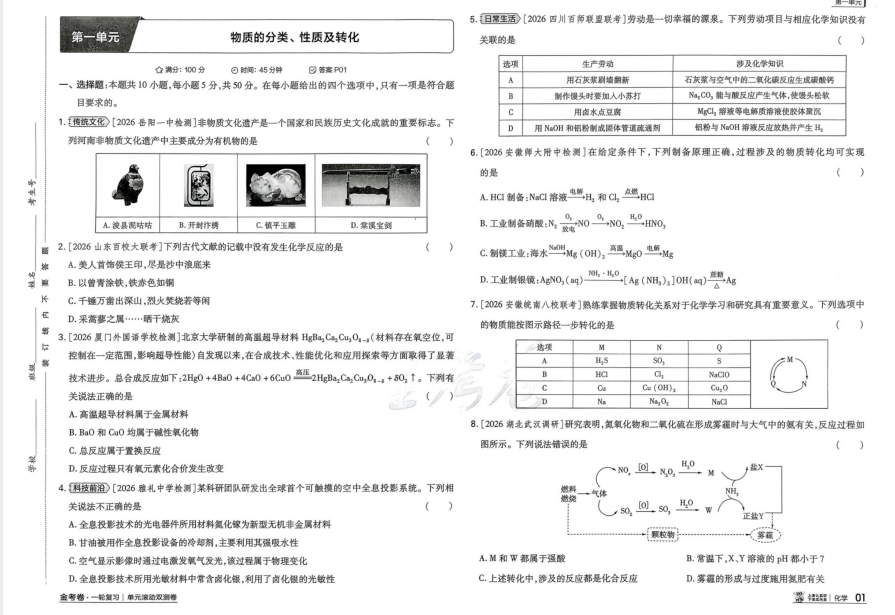 2027版《天星教育一轮复习单元滚动双测卷》高考化学、物理（新高考版)